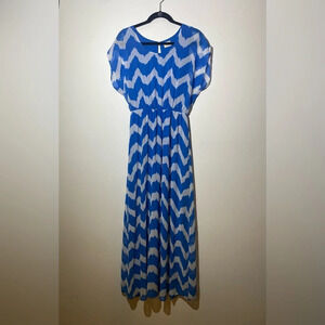 Chevron blue & white maxi dress